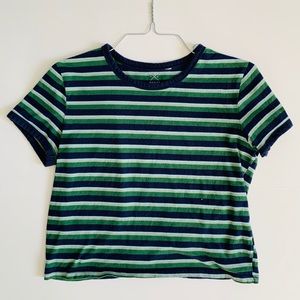PacSun Basics Blue and Green Striped Tee Size S